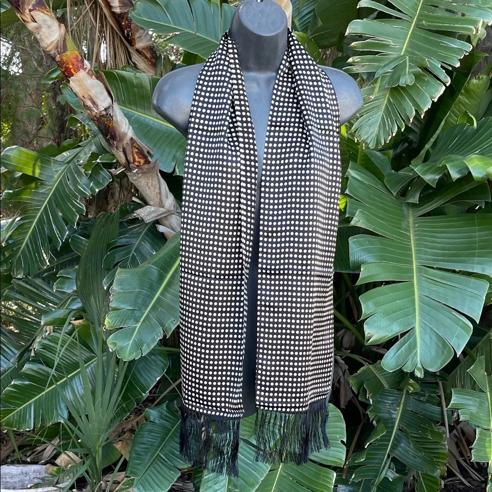 pure silk polkadot fringe scarf, or belt